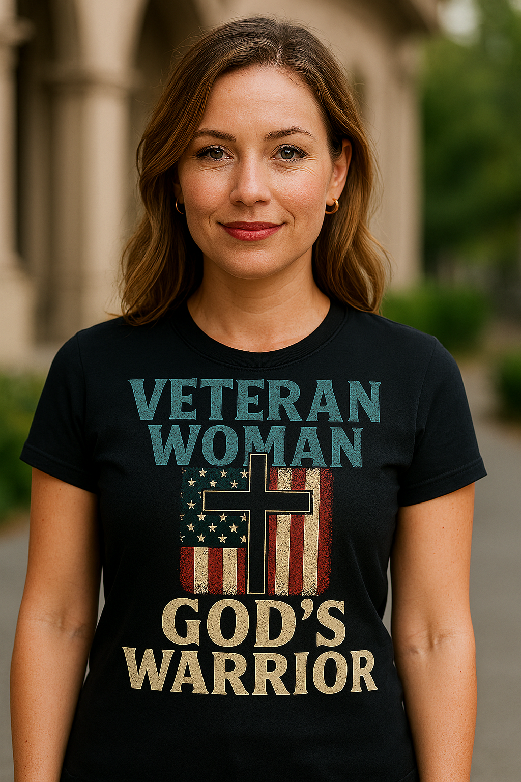 Veteran Woman – God’s Warrior  Faith + Strength Tee
