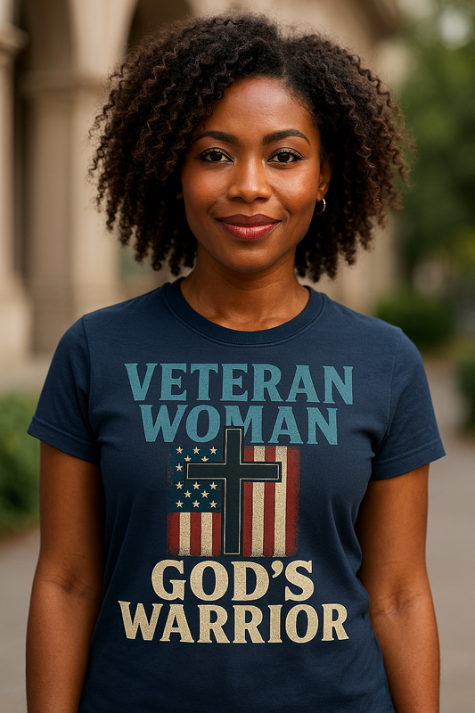 Veteran Woman – God’s Warrior  Faith + Strength Tee